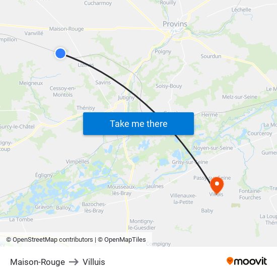 Maison-Rouge to Villuis map