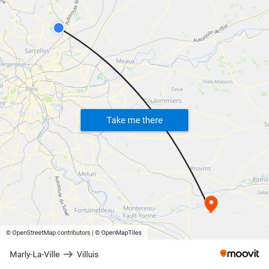 Marly-La-Ville to Villuis map