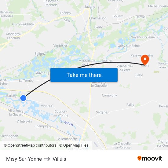 Misy-Sur-Yonne to Villuis map