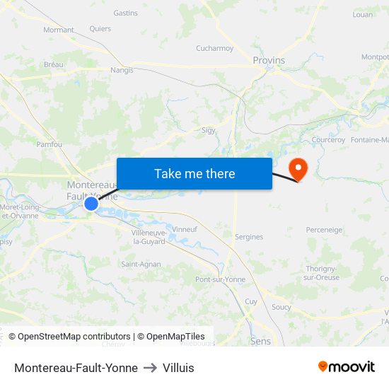 Montereau-Fault-Yonne to Villuis map
