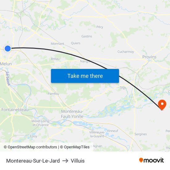 Montereau-Sur-Le-Jard to Villuis map