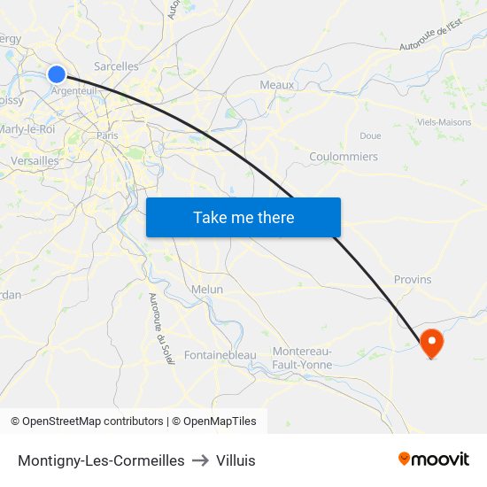 Montigny-Les-Cormeilles to Villuis map