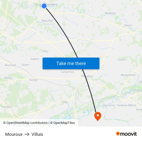 Mouroux to Villuis map