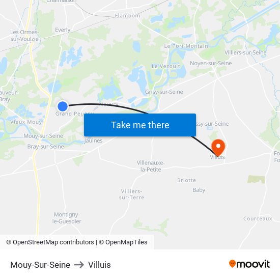 Mouy-Sur-Seine to Villuis map