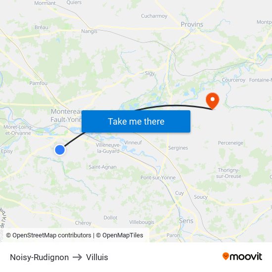 Noisy-Rudignon to Villuis map