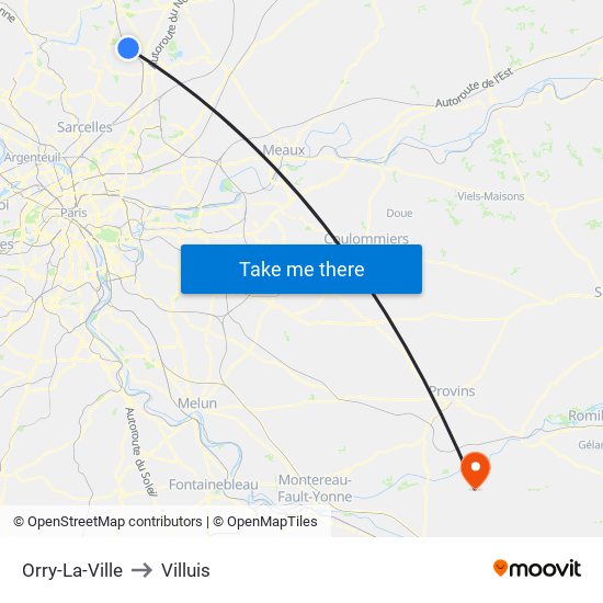 Orry-La-Ville to Villuis map