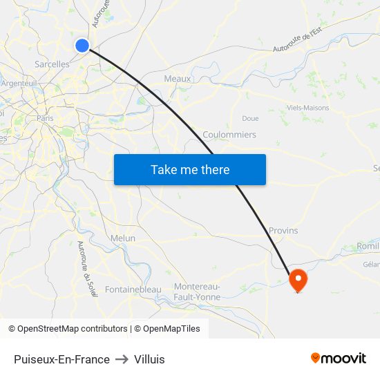 Puiseux-En-France to Villuis map