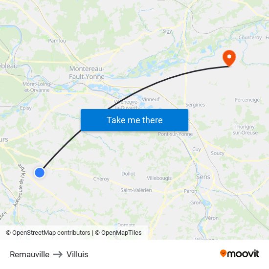 Remauville to Villuis map