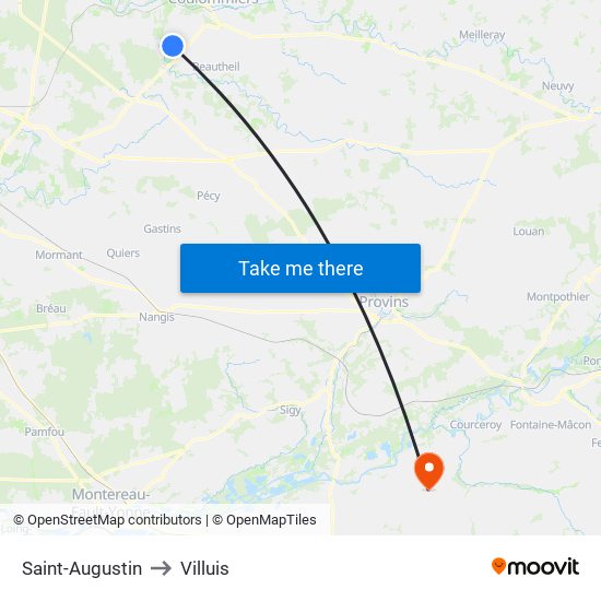 Saint-Augustin to Villuis map
