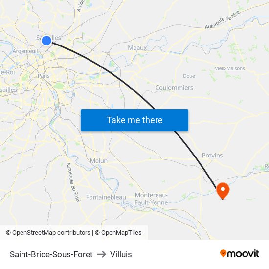 Saint-Brice-Sous-Foret to Villuis map