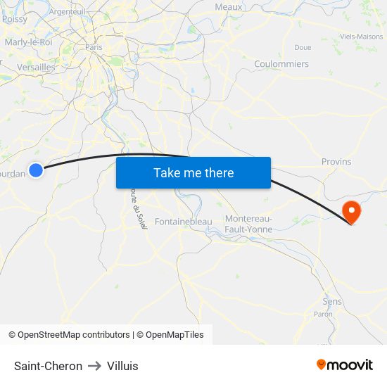 Saint-Cheron to Villuis map