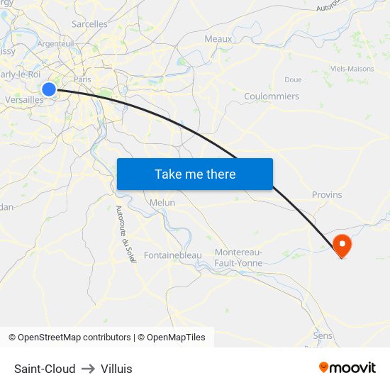 Saint-Cloud to Villuis map
