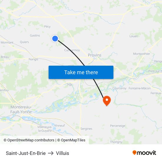 Saint-Just-En-Brie to Villuis map
