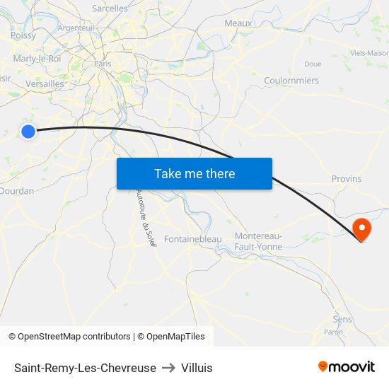 Saint-Remy-Les-Chevreuse to Villuis map