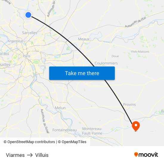 Viarmes to Villuis map