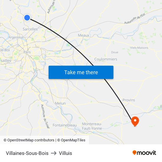 Villaines-Sous-Bois to Villuis map