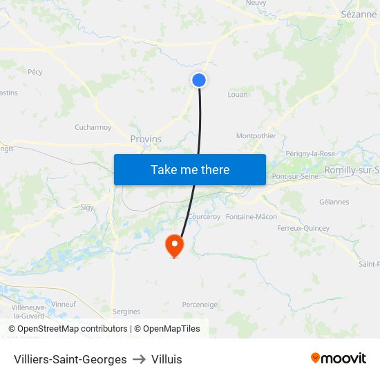 Villiers-Saint-Georges to Villuis map