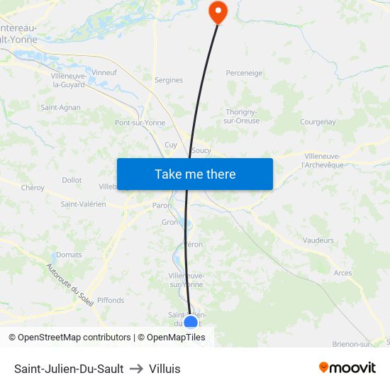 Saint-Julien-Du-Sault to Villuis map
