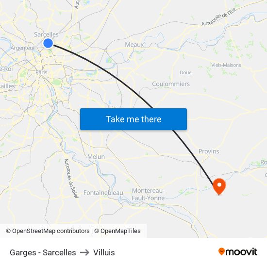 Garges - Sarcelles to Villuis map