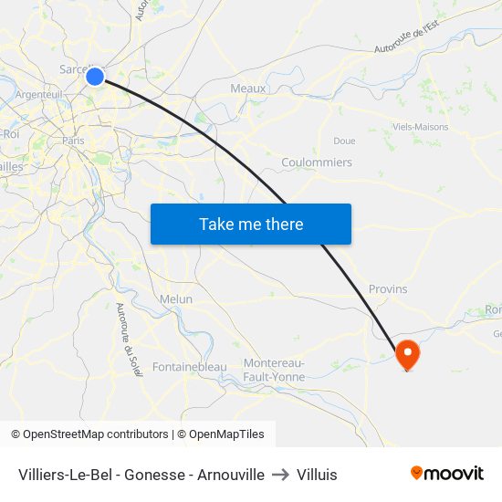 Villiers-Le-Bel - Gonesse - Arnouville to Villuis map