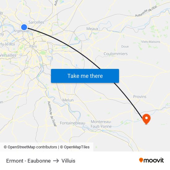 Ermont - Eaubonne to Villuis map