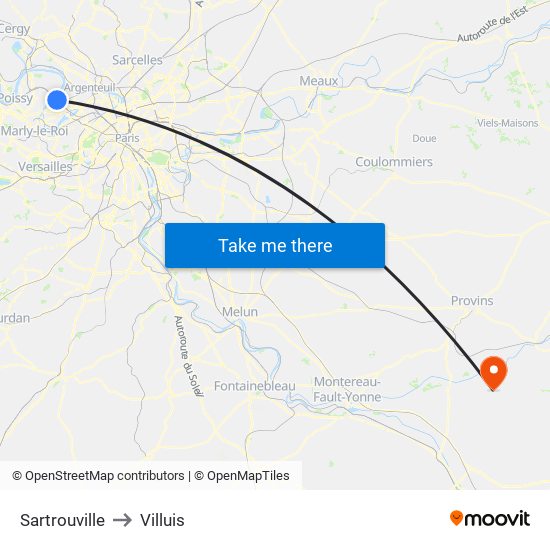 Sartrouville to Villuis map