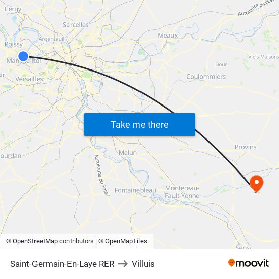 Saint-Germain-En-Laye RER to Villuis map