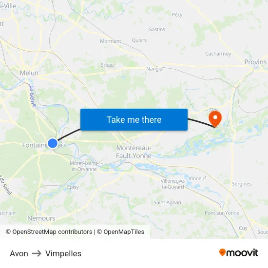 Avon to Vimpelles map