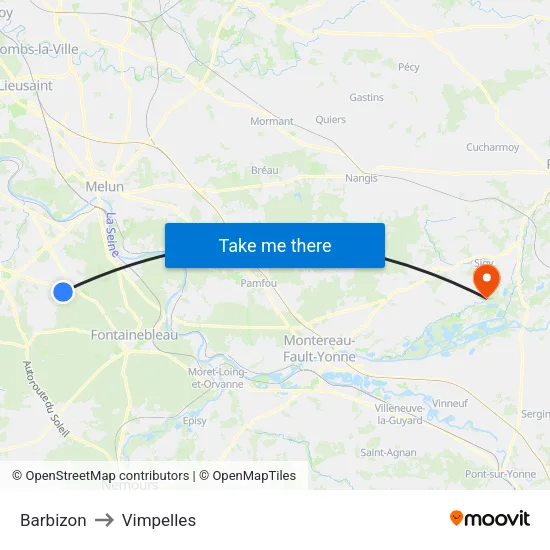 Barbizon to Vimpelles map