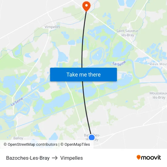 Bazoches-Les-Bray to Vimpelles map