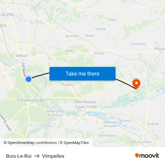 Bois-Le-Roi to Vimpelles map