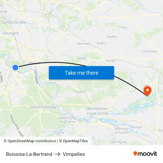 Boissise-La-Bertrand to Vimpelles map