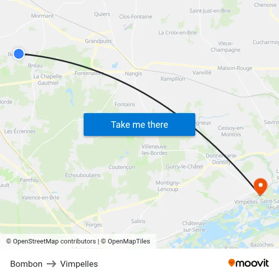 Bombon to Vimpelles map