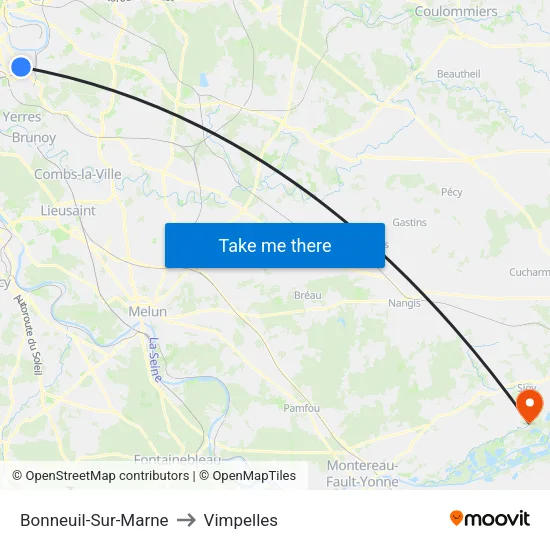 Bonneuil-Sur-Marne to Vimpelles map