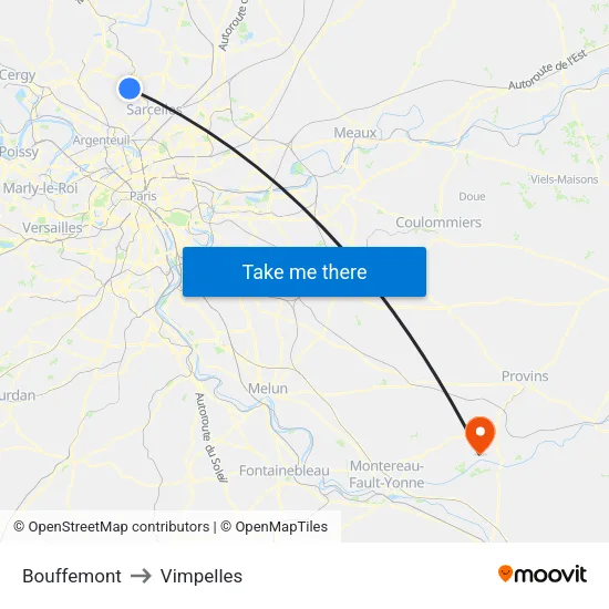 Bouffemont to Vimpelles map