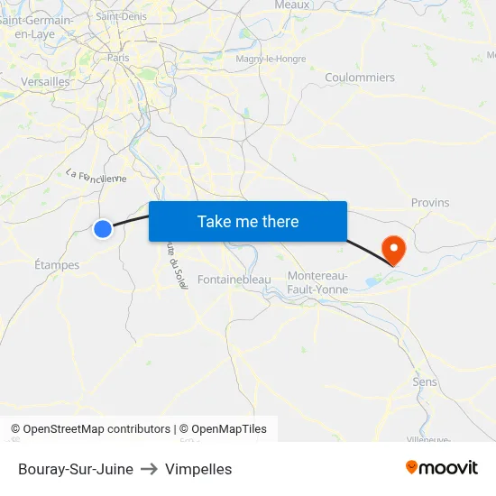 Bouray-Sur-Juine to Vimpelles map