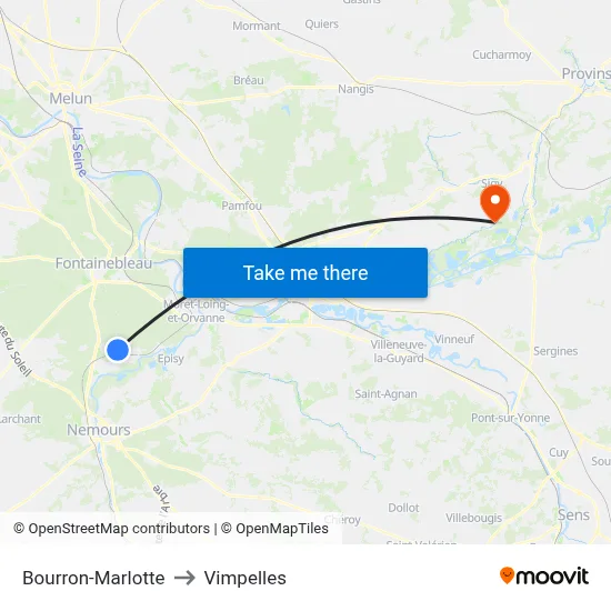 Bourron-Marlotte to Vimpelles map