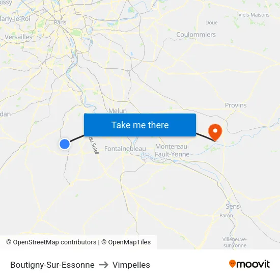 Boutigny-Sur-Essonne to Vimpelles map