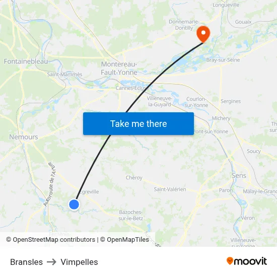 Bransles to Vimpelles map