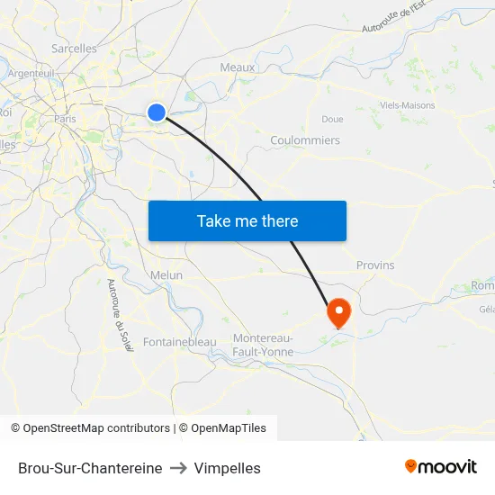 Brou-Sur-Chantereine to Vimpelles map