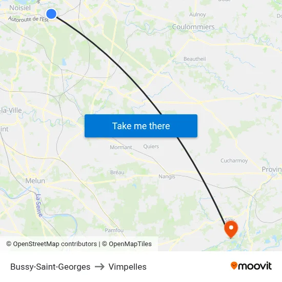 Bussy-Saint-Georges to Vimpelles map