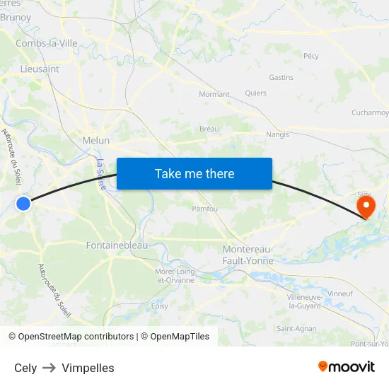 Cely to Vimpelles map