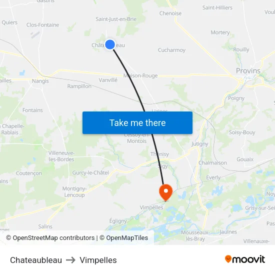 Chateaubleau to Vimpelles map