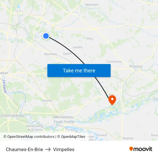 Chaumes-En-Brie to Vimpelles map