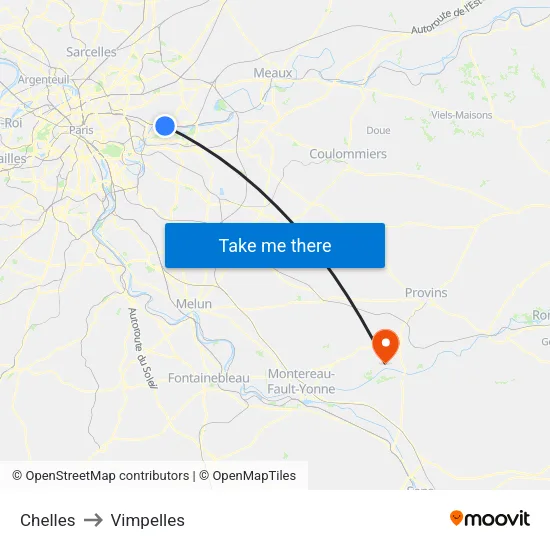 Chelles to Vimpelles map