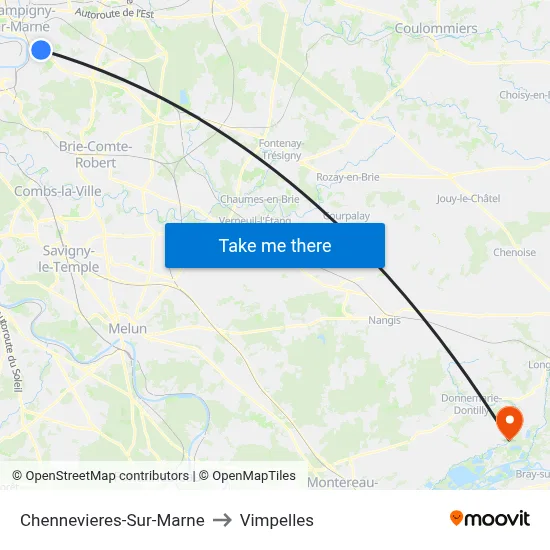 Chennevieres-Sur-Marne to Vimpelles map