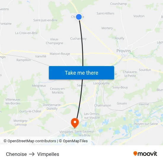 Chenoise to Vimpelles map