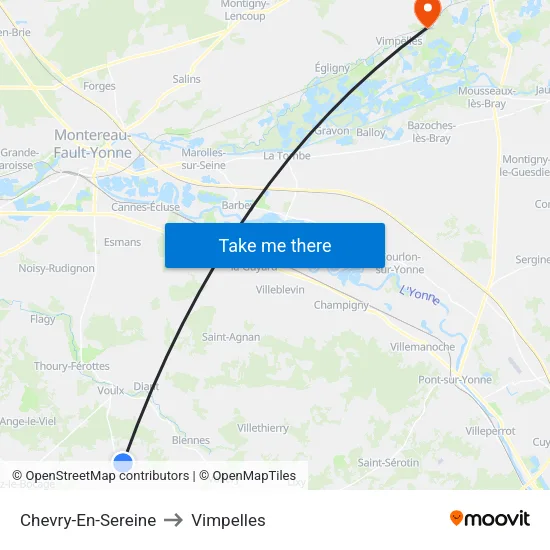 Chevry-En-Sereine to Vimpelles map