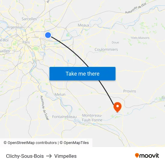 Clichy-Sous-Bois to Vimpelles map