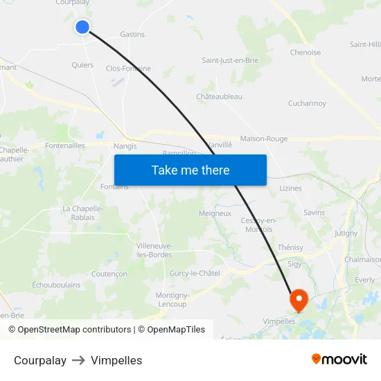 Courpalay to Vimpelles map